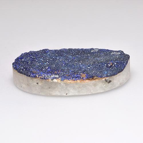 22.48캐럿 천연 딥 네이비 블루 드루지 아주라이트, 멋진 모양, 27.3×17.8 mm, 불투명체