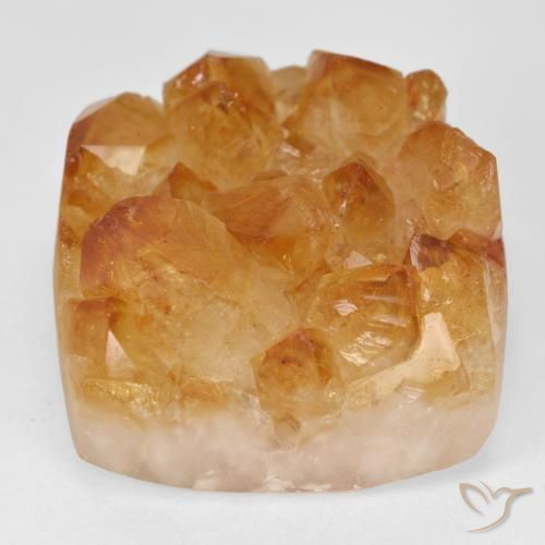 47.04ct 자연스러운 Medium Light-Orange 드루지 시트린, 정사각형, 불투명체