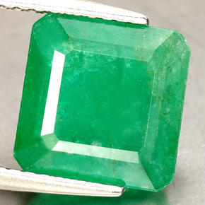 3.50캐럿 천연 그린 에메랄드, 에메랄드 컷, 9.2×9.2 mm, SI-I1