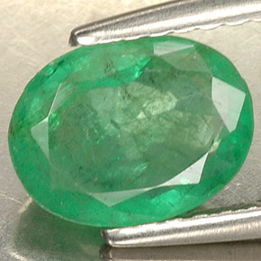1.30캐럿 천연 그린 에메랄드, 타원형 컷, 8.1×6.2 mm, SI-I1