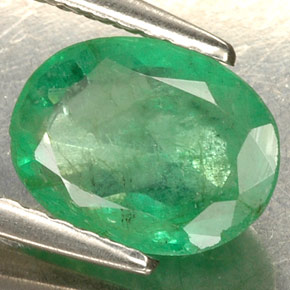 1.30캐럿 천연 그린 에메랄드, 타원형 컷, 8.1×6.2 mm, SI-I1