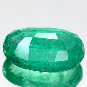 1.64캐럿 천연 그린 에메랄드, 타원형 컷, 9.7×6.5 mm, VS