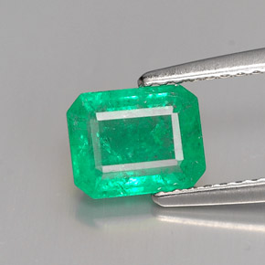1.24캐럿 천연 그린 에메랄드, 에메랄드 컷, 7.3×5.8 mm, I1