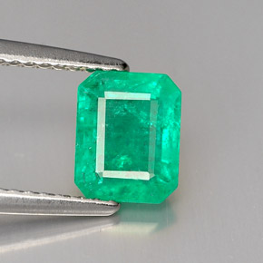 1.24캐럿 천연 그린 에메랄드, 에메랄드 컷, 7.3×5.8 mm, I1