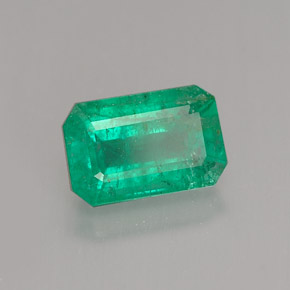 1.30캐럿 천연 그린 에메랄드, 에메랄드 컷, 8×5.2 mm, I1