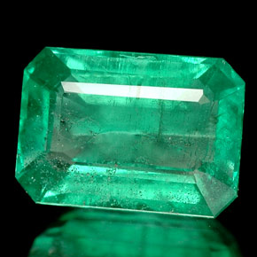 1.62캐럿 천연 그린 에메랄드, 에메랄드 컷, 8.7×6.3 mm, SI-I1