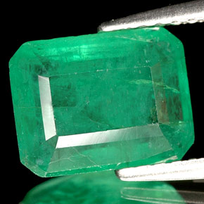 2.54캐럿 천연 그린 에메랄드, 에메랄드 컷, 9.2×7.1 mm, I1