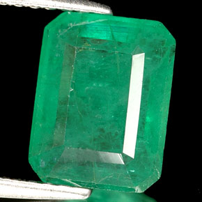 2.54캐럿 천연 그린 에메랄드, 에메랄드 컷, 9.2×7.1 mm, I1