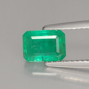 1.48캐럿 천연 그린 에메랄드, 에메랄드 컷, 8.1×5.9 mm, I1