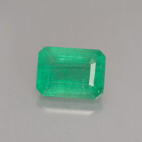 1.59캐럿 천연 그린 에메랄드, 에메랄드 컷, 7.9×5.8 mm, I1