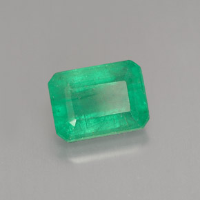 1.59캐럿 천연 그린 에메랄드, 에메랄드 컷, 7.9×5.8 mm, I1