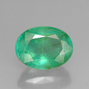 1.23캐럿 천연 그린 에메랄드, 타원형 컷, 8.1×6.1 mm, I1