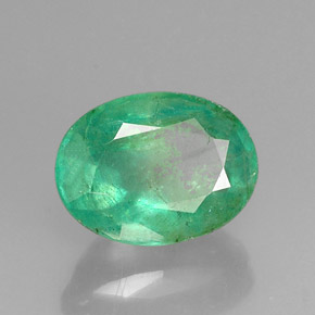 1.23캐럿 천연 그린 에메랄드, 타원형 컷, 8.1×6.1 mm, I1