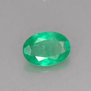 0.53캐럿 천연 그린 에메랄드, 타원형 컷, 6.5×4.7 mm, SI-I1