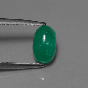 0.90캐럿 천연 그린 에메랄드, 투명한, 7.4×4.6 mm, 투명/반투명