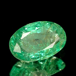 0.32캐럿 천연 그린 에메랄드, 타원형 컷, 5.9×3.8 mm, I1