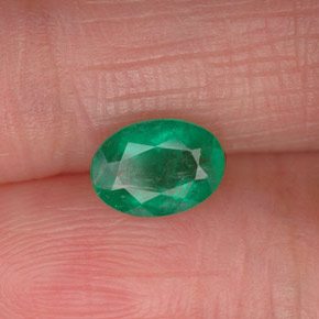 0.71캐럿 천연 그린 에메랄드, 타원형 컷, 7.1×5.1 mm, I1