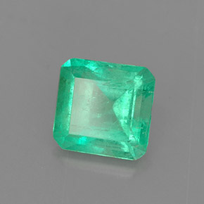 1.26캐럿 천연 그린 에메랄드, 에메랄드 컷, 7×6.8 mm, SI-I1