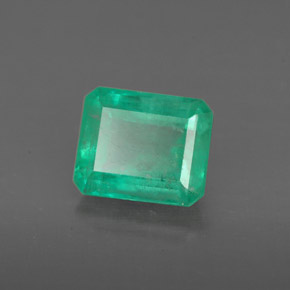 1.93캐럿 천연 그린 에메랄드, 에메랄드 컷, 8.1×6.7 mm, I1