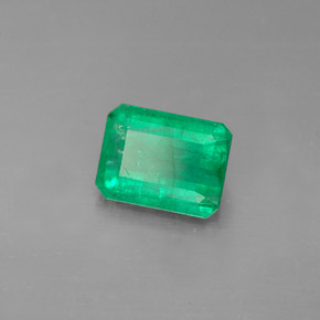 1.21캐럿 천연 그린 에메랄드, 에메랄드 컷, 7.6×5.7 mm, I1