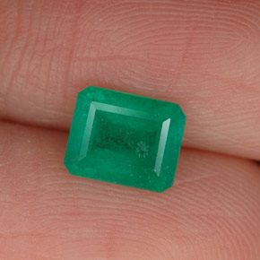 0.86캐럿 천연 그린 에메랄드, 에메랄드 컷, 6.8×5.5 mm, SI-I1