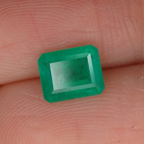 0.86캐럿 천연 그린 에메랄드, 에메랄드 컷, 6.8×5.5 mm, SI-I1