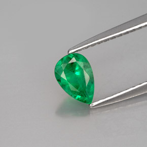 0.46캐럿 천연 그린 에메랄드, 배 모양, 6.4×4.4 mm, I1