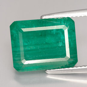 7.55캐럿 천연 그린 에메랄드, 에메랄드 컷, 13.2×10.3 mm, SI-I1