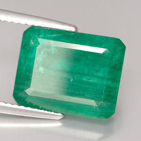 7.55캐럿 천연 그린 에메랄드, 에메랄드 컷, 13.2×10.3 mm, SI-I1