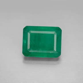 4.16캐럿 천연 그린 에메랄드, 에메랄드 컷, 10.6×8.5 mm, SI-I1