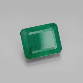 4.16캐럿 천연 그린 에메랄드, 에메랄드 컷, 10.6×8.5 mm, SI-I1