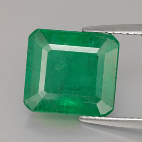 4.15캐럿 천연 그린 에메랄드, 에메랄드 컷, 10.6×9.7 mm, SI-I1