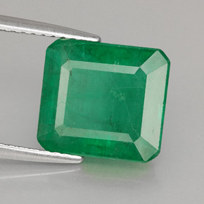 4.15캐럿 천연 그린 에메랄드, 에메랄드 컷, 10.6×9.7 mm, SI-I1