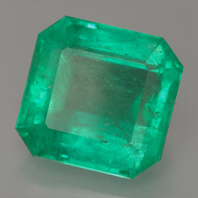 13.13캐럿 천연 그린 에메랄드, 에메랄드 컷, 14.4×13.8 mm, SI