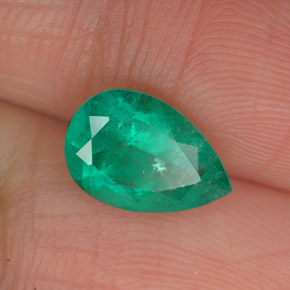 1.40캐럿 천연 그린 에메랄드, 배 모양, 9.9×6.7 mm, I1