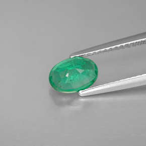 1.00캐럿 천연 그린 에메랄드, 타원형 컷, 7.6×5.3 mm, SI-I1