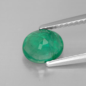 1.01캐럿 천연 그린 에메랄드, 타원형 컷, 7×5.8 mm, SI-I1