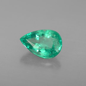 0.86캐럿 천연 그린 에메랄드, 배 모양, 8.9×5.3 mm, VS-SI