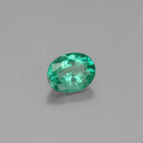 0.51캐럿 천연 그린 에메랄드, 타원형 컷, 5.7×4.5 mm, VS-SI