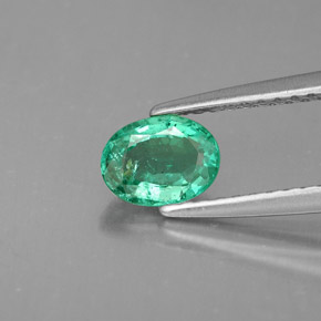0.55캐럿 천연 그린 에메랄드, 타원형 컷, 6.1×4.6 mm, VS-SI