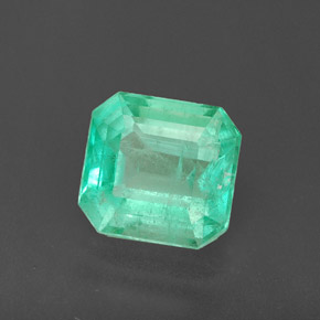 1.83캐럿 천연 그린 에메랄드, 에메랄드 컷, 7.7×7.2 mm, SI