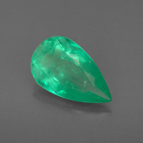 2.43캐럿 천연 그린 에메랄드, 배 모양, 12.6×7.5 mm, SI