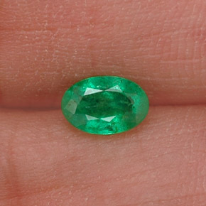 0.44캐럿 천연 그린 에메랄드, 타원형 컷, 6×4.1 mm, SI-I1