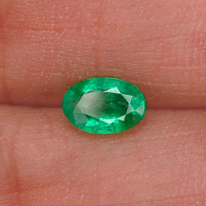 0.44캐럿 천연 그린 에메랄드, 타원형 컷, 6×4.1 mm, SI-I1