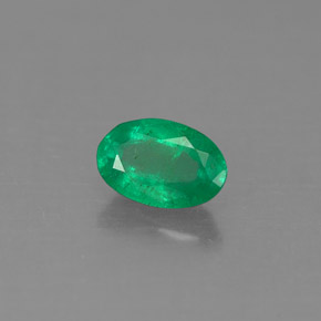 0.49캐럿 천연 그린 에메랄드, 타원형 컷, 6.2×4.1 mm, SI-I1