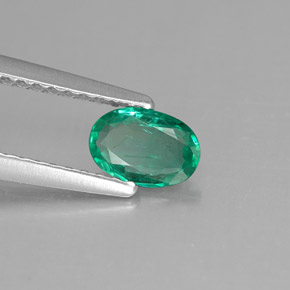 0.39캐럿 천연 그린 에메랄드, 타원형 컷, 6.1×4.1 mm, SI-I1