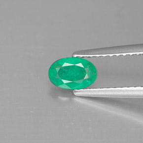 0.44캐럿 천연 그린 에메랄드, 타원형 컷, 6.1×4.1 mm, SI-I1