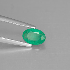 0.44캐럿 천연 그린 에메랄드, 타원형 컷, 6.1×4.1 mm, SI-I1