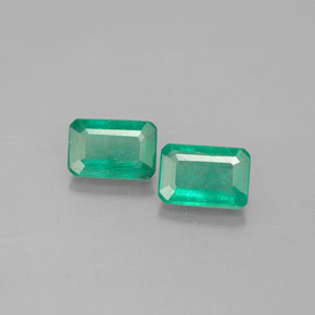 캐럿 천연 그린 에메랄드 보석, 에메랄드 컷, 5.9×4 mm, SI-I1