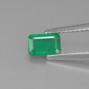 0.57캐럿 천연 그린 에메랄드, 에메랄드 컷, 6.1×4.2 mm, SI-I1